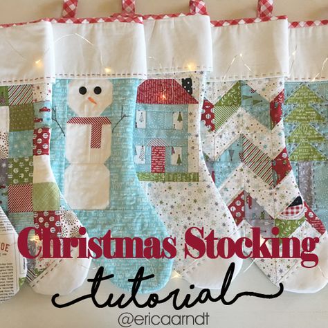 Diy Quilted Christmas Stocking, Diy Christmas Stocking Pattern, Erica Arndt, Holiday Sewing Projects, Christmas Stocking Tutorial, Christmas Stockings Sewing, Stocking Tutorial, Unique Christmas Stockings, Quilted Christmas Stockings