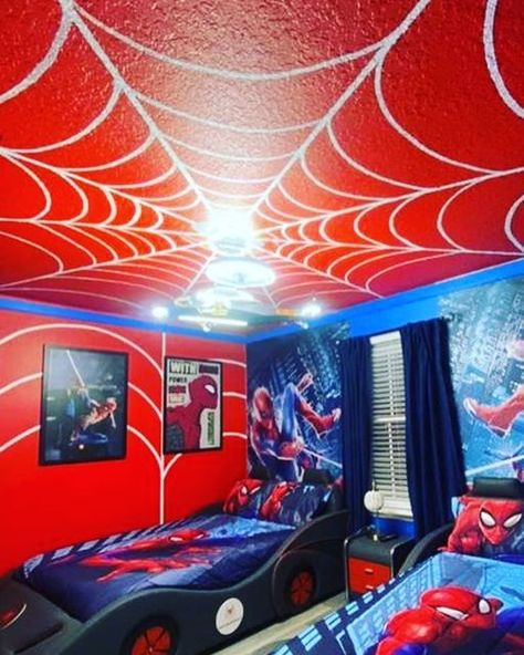 Baby Boy Bedroom Ideas Nurseries, Small Baby Room Ideas, Baby Boy Bedroom Ideas, Kids Bedroom Ideas For Boys, Spiderman Kids Room, Spiderman Bed, Spiderman Room Decor, Office Oasis