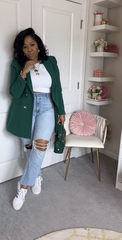 Casual Cute Work Outfit Fall, Sneaker And Dress Pants, White And Ivory Outfit, Business Casual Outfits For Work Black Women, Millennial Professional Outfit, Kick Back Outfit Party, Woman Evolve Conference Outfits, Olive And Mustard Outfit, Flatter Jeans Outfit