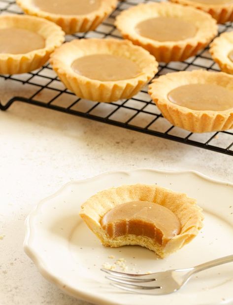 Treat yourself and your loved ones to these simple yet scrumptious butterscotch tartlets. With sweet pastry crusts filled with sweet, creamy, and slightly salty butterscotch, they're sure to be the perfect addition to your next date night, picnic or gathering. If you're up for making your own tartlet shells this recipe will show you how and there's also the option to use store-bought tartlet shells if you want to make things even simpler. Either way, these tasty tartlets are sure to pl… Tartlet Shells, Butterscotch Tart, Date Night Picnic, Easy Flapjacks, Butterscotch Recipes, Mini Tart Recipes, Mini Eggs Cookies, Bean Pie, Night Picnic