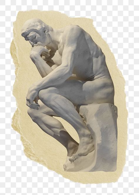 Ripped Paper Sticker, Statue Png, The Thinker Sculpture, Thinker Sculpture, The Thinker Statue, Historical Sculptures, Ripped Paper, The Thinker, Paper Sticker