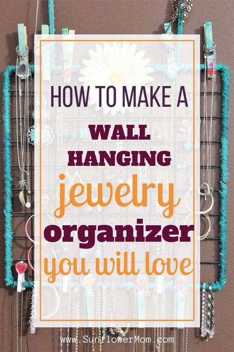 Wall Hanging Jewelry Organizer, Diy Jewelry Wall, Necklace Organizer Diy, Diy Jewelry Hanger, Jewelry Organizer Diy Wall, Wand Organizer, Necklace Hanger, Jewelry Organizer Wall, Diy Jewelry Display