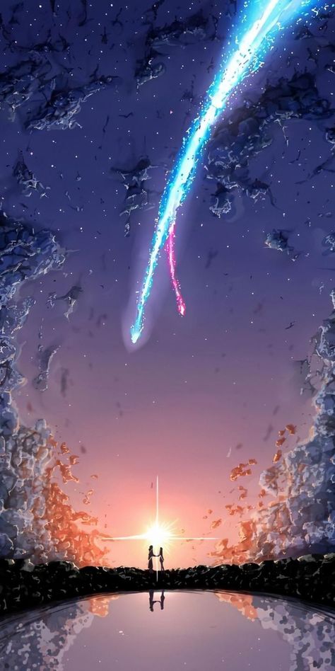 Your Name Comet Wallpaper, Makoto Shinkai Movies, Light Anime, Your Name Wallpaper, Your Name Anime, Scene Wallpaper, Kimi No Na Wa, Blue Anime, Superhero Wallpaper