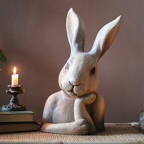 Stary Papier, Rabbit Statue, Bunny Statue, Rabbit Sculpture, Bust Sculpture, Apollo Box, Resin Design, Unique Ornament, Post Modern