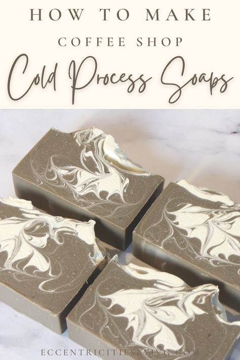 Cold Process Soap Techniques, Cold Press Soap Recipes, Coffee Soap Recipe, Homemade Cold Process Soap, Cold Process Soapmaking, Soap Design Ideas, Cold Process Soap Designs, Diy Soap Bars, Soap Design