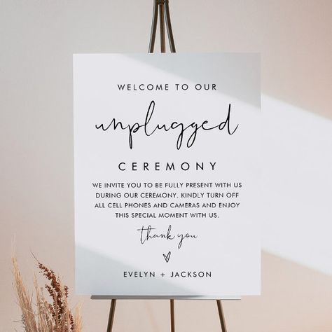 STELLA Unplugged Wedding Ceremony Sign Foam Board No Phones Wedding, No Phones Sign, Ceremony Signage, Wedding Ceremony Sign, Unplugged Ceremony, Unique Font, Ceremony Sign, Wedding Ceremony Signs, Unplugged Wedding