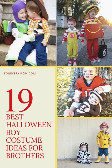 Halloween Costumes For Brothers, Brother Halloween Costumes, Sew Halloween Costume, Sibling Halloween Costumes, Toddler Boy Halloween Costumes, Matching Halloween Costumes, Duo Halloween Costumes, Halloween Costumes For 3, Homemade Halloween Costumes