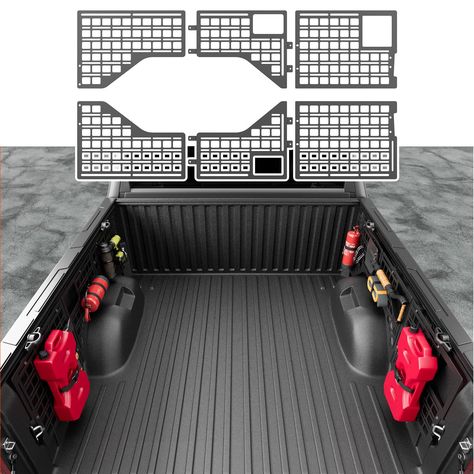 PRICES MAY VARY. Fitment: The side bed molle panels are perfectly compatible with 2022 2023 2024 toyota tundra 5.5FT short bed model.Note:it DO NOT fit 6.5FT long bed!!!Please confirm your model before purchasing. Premium Material: The truck molle panels are made of high-strength carbon steel which can withstand up to 300 lbs and will not deform even when an adult stands on it. They can be used for a long time. Function: The bed molle panels can hold a variety of tools, such as off-road equipmen Gmc Truck Accessories, Overland Mods, Toyota Tundra Accessories, Tundra Accessories, Molle Panel, Side Bed, Short Bed, Molle System, Long Bed