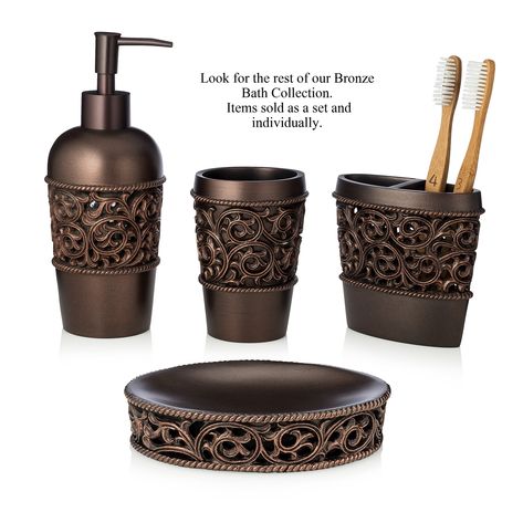 Essentra Home Bronze Toothbrush Holder Stand for Vanity Countertops** Find out more about the great product at the image link. (This is an affiliate link) #bathroomremodel Bronze Bathroom Accessories, Finish Bathroom, Bathroom Tumbler, Mason Jar Bathroom, Bronze Bathroom, Finished Bathrooms, Bathroom Accessories Sets, Vanity Countertop, Bath Accessories Set