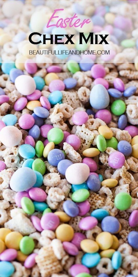 Easter Fun Food Ideas, Easter Desserts Easy No Bake, Easter No Bake Treats, Fun Easy Easter Desserts, Easter Trail Mix For Kids, Easter Treats For Teens, Easter Basket Centerpiece Ideas, Brunch Easter Ideas, Spring Chex Mix Recipes