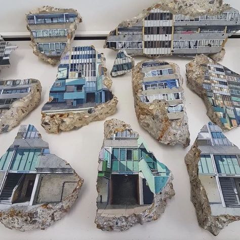 Artist Paints Architecture Onto Fragments of Demolished Flats A Level Art Themes, Evolution Art, Architecture Artists, Art Alevel, A Night At The Opera, Nature Artists, Architecture Painting, Painting Collage, Building Art