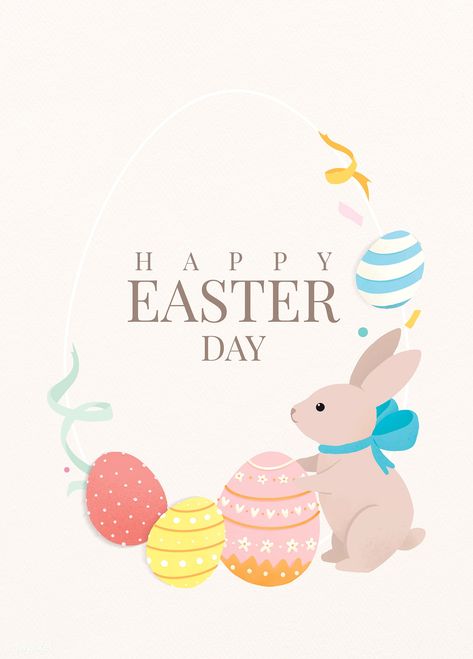 Colorful happy Easter day template design vector | free image by rawpixel.com / sasi Easter Bunny Template, Festival Paint, Bunny Easter Egg, Easter Frame, Day Template, Happy Easter Sign, Easter Festival, Easter Templates, Easter Happy