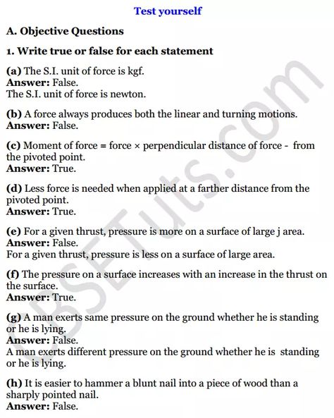 Selina Concise Physics Class 8 ICSE Solutions Chapter 3 Force and Pressure - CBSE Tuts #CBSETuts #SelinaConcisePhysicsClass8ICSESolutions #Chapter3ForceandPressure Composition Worksheet, Force And Pressure, Physics Books, Chemistry Classroom, Hand Lettering Worksheet, Revision Notes, Class 8, Science Biology, Question Paper