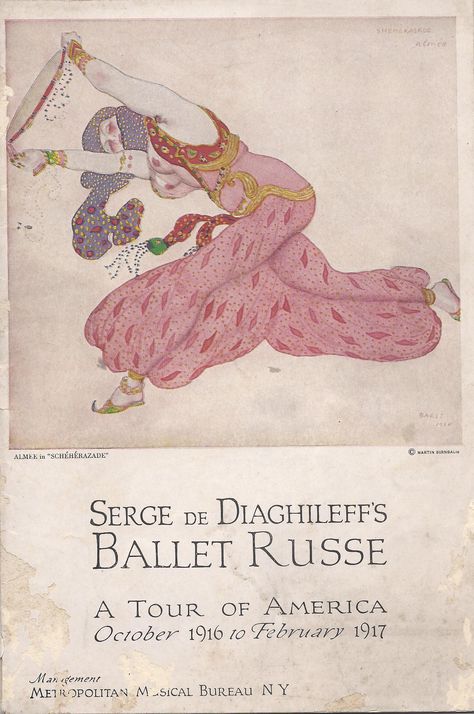 Program cover of 1916 Diaghilev's Ballets Russes first and only American tour - cover Russian Ballet, Ballets Russes, Ballet Posters, Ballet Technique, Ballet Teacher, Ballet Russe, Adult Ballet, Vintage Dance, George Balanchine