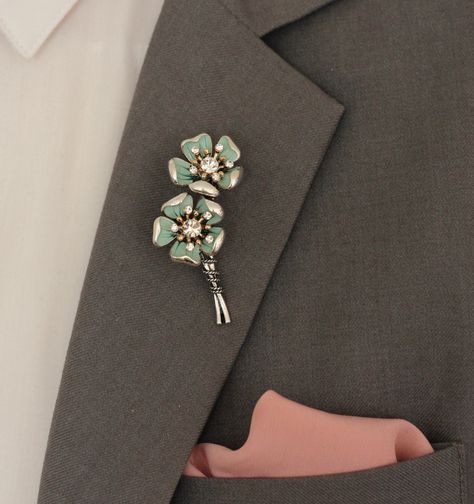 Wedding Lapel, Lapel Pins Wedding, Sage Green Flowers, Boutonniere Pins, Green Brooch, Flower Lapel, Silver Sage, Flower Lapel Pin, Dusty Rose Wedding