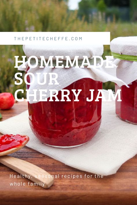 Follow this step by step recipe and make your very own, healthy Cherry Jam! Click here for full recipe! Sour Cherry Jam, Cherry Jam Recipes, How To Make Jelly, Tart Cherry Juice, Cherry Jam, Cherry Recipes, Sour Cherry, Cherry Juice, Homemade Jam