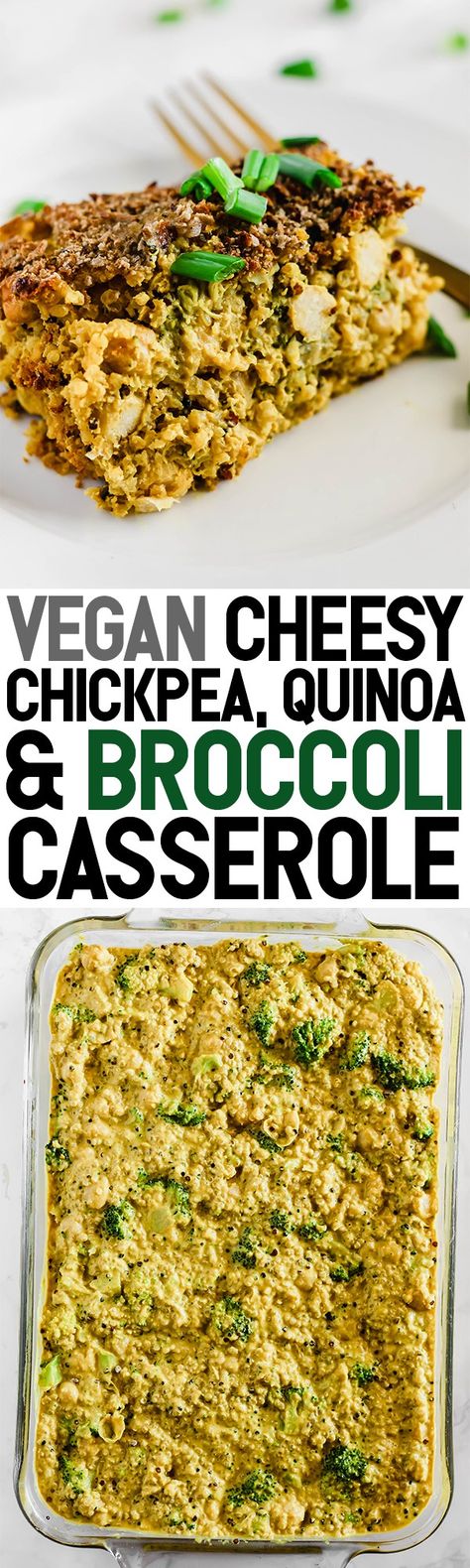 Broccoli Casserole Vegan, Quinoa Broccoli Casserole, Chickpea Casserole, Casserole Vegan, Chickpea Quinoa, Quinoa Broccoli, Vegan Casserole, Wholesome Meals, Broccoli Casserole