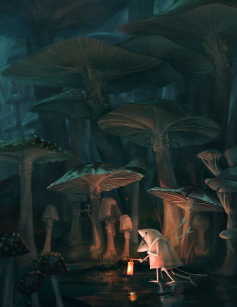 Mushroom Forest Reference, Mushroom Forest Scene, Mushroom Forest Aesthetic, Mushroom Forest Drawing, Mushroom Fantasy Art, Mushroom Forest Art, Fantasy Mushroom Forest, Magical Forest Art, Mushroom Scene