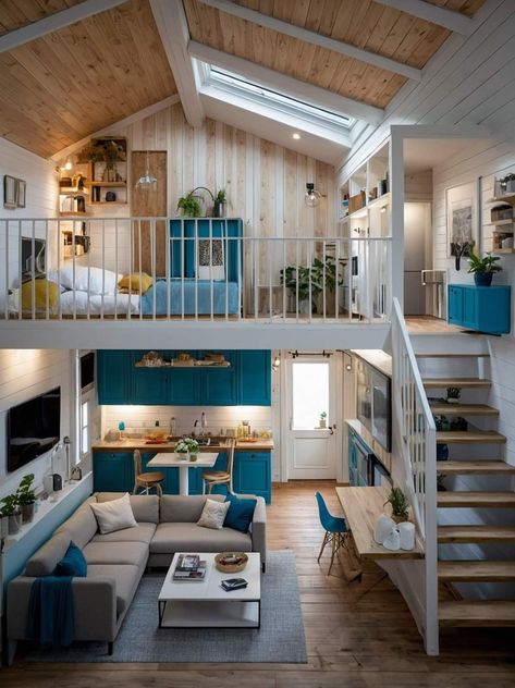 Loft House Design, Tiny House Luxury, Small Tiny House, Shed To Tiny House, Tiny House Loft, Tiny House Inspiration, Tiny House Floor Plans, House Luxury, Loft House