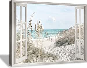 Beach Window, Coastal Pictures, Seascape Artwork, Hampton Style, Beach Canvas Wall Art, Coastal Artwork, Seascape Canvas, Beach Picture, Graphic Art Prints