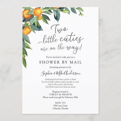 Two Little Cuties Baby Shower by Mail - Popular Zazzle Product! Best choice, tags : #invitations, #tshirt, #card, #InvitationsCard, #legging, #trending, #holiday Baby Shower By Mail Invitation, Shower By Mail Invitation, Baby Shower By Mail, Shower By Mail, Twins Baby Shower Invitations, Twins Baby Shower, Colored Envelopes, Invitation Sizes, Youre Invited