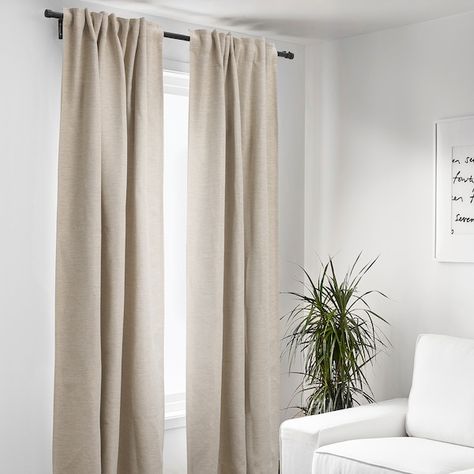 Scandinavian Bedroom Curtains, Beige Curtains Bedroom Ideas, Beige Curtains Living Room, Pink Blackout Curtains, Sea Nursery, Thick Curtains, Beige Curtains, Ikea Curtains, Darkening Curtains