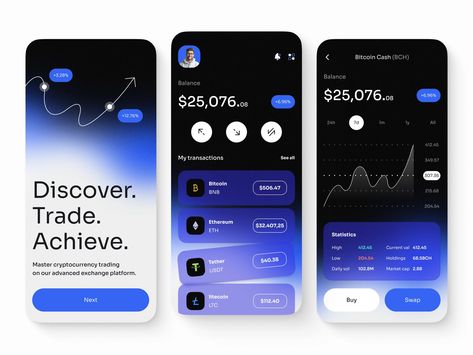 Crypto App Ui Design, App Screen Design, Budget Planner App, Chart Logo, Trading Design, Reviews Design, Crypto Design, Desain Ux, Ux Design Principles