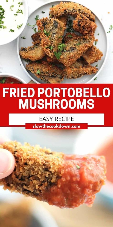 You are in for a real treat with this delicious and crispy vegetarian appetizer. Deep fried portobello mushrooms are quick and easy to make and made for sharing. Great as an appetizer served with dips, or use as a vegetarian taco filling! Vegetarian Taco Filling, Portabella Mushrooms Recipes, Breaded Mushrooms, Vegetarian Taco, Vegetarian Appetizer, Taco Filling, Mushroom Tacos, Deep Fried Appetizers, Healthy Food Habits