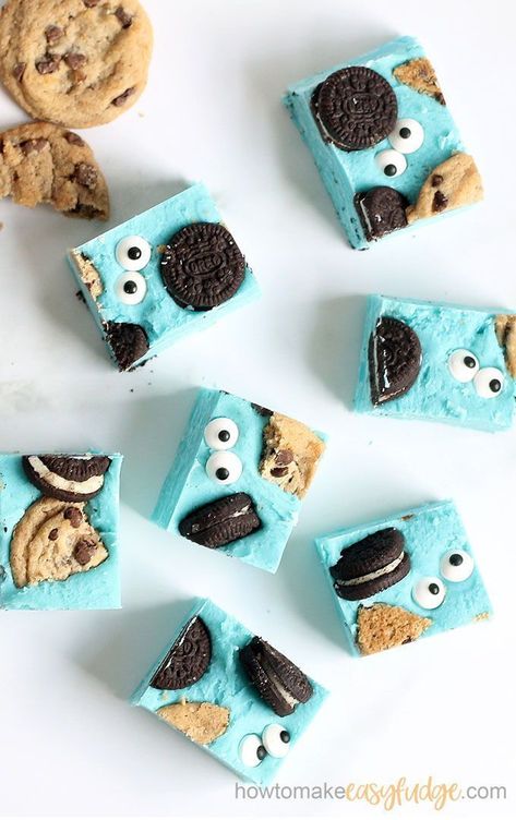 Sesame Street Party Food, Street Party Food, Monster Fudge, Microwave Fudge, Oh Fudge, Monster Cookie, Pastel Cupcakes, Blue Cookies, Sesame Street Party