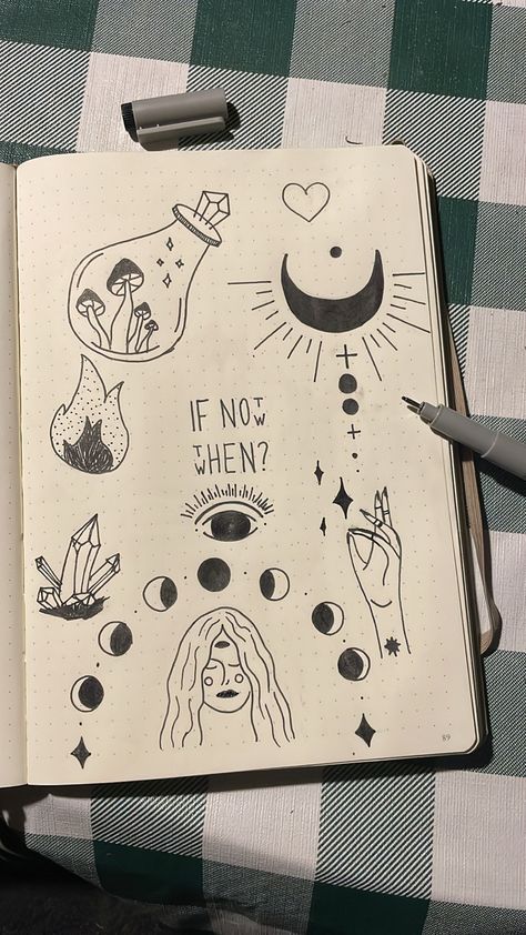 Witchy Sketches Easy, Spiritual Doodles Art Journaling, Spiritual Art Drawings Easy, Easy Witchy Drawings, Witch Drawing Easy, Easy Witch Drawing, Spiritual Doodles, Witchy Drawings Simple, Witchy Sketches