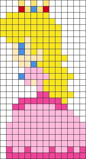 Pixel Princess Peach, Princess Peach Perler Bead Patterns, Princess Peach Pixel Art Grid, Pixel Art Pattern Princess, Princess Peach Pixel Art, Perler Beads Princess Peach, Peach Perler Beads, Peach Pixel Art, Princess Peach Perler