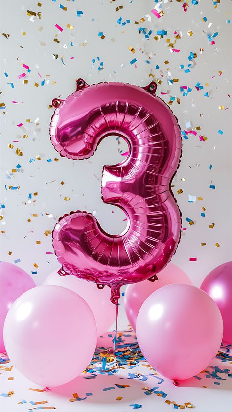 Free Happy 3rd Birthday Happy 3rd Birthday Girl, Number 3 Balloon, 3rd Birthday Card, 3 Balloon, Happy 3rd Birthday, Kids Cartoon Characters, Balloon Background, Valentine Background, Happy Birthday Girls