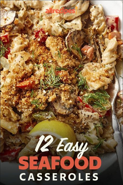 Seafood Casseroles Baked, Fish And Rice Casserole, Pescatarian Casserole Recipes, Fish Casserole Recipes Main Courses, Lent Friday Meals Dinners, Easy Seafood Casserole Recipes, Seafood Casserole Recipes Main Courses, Make Ahead Seafood Dishes, Seafood Dishes For A Crowd