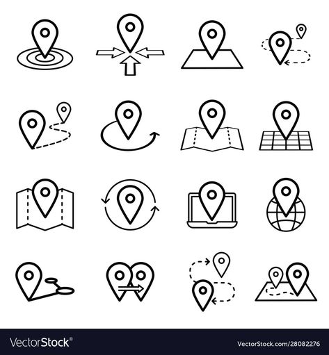 Map Pins, Vector Symbols, Background Simple, Pin Map, Icon Set Vector, Icon Set, Png Images, White Background, Stock Vector