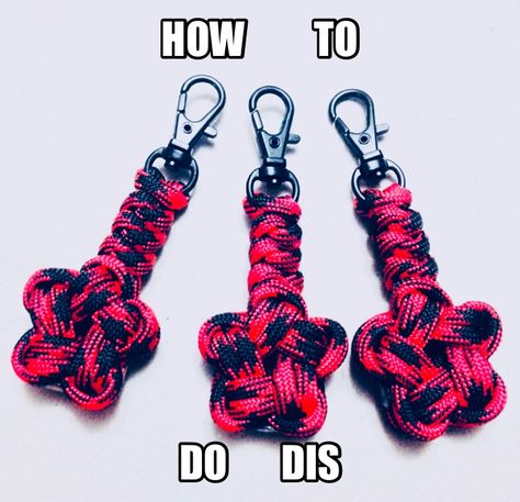 How to make a Star Knot Zipper Pull out of 550 Paracord Paracord Scraps Ideas, Paracord Star Knot, Star Knot Tutorial, Paracord Keychain Diy Tutorials, Paracord Earrings, Paracord Christmas, Paracord Keyring, 550 Cord Projects, Paracord Cross