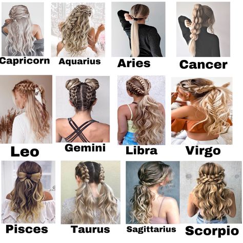 Aquarius Hairstyles, Zodiac Signs Hairstyles, Zodiac Sign Hairstyles, Zodiac Hairstyles, Hairstyles Zodiac Signs, Pieces Aesthetic, Your Zodiac Sign Your, Picies Zodiac, Cute Middle School Outfits