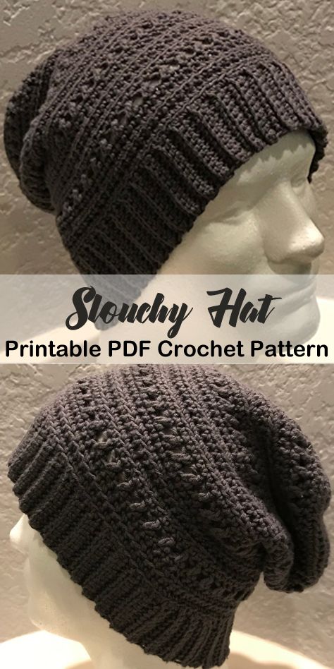 Crochet Hats Free Pattern Slouchy, Crochet Hat Simple, Crochet Man Hat Free Pattern Men's Beanie, Men’s Slouchy Beanie Crochet Pattern, Free Crochet Pattern Slouchy Hat, Easy Crochet Slouch Hat Pattern Free, Crochet Slouchy Hat Free Pattern Mens Slouch Beanie, Crochet Patterns Hats Free, Crochet Hats For Men Free Pattern