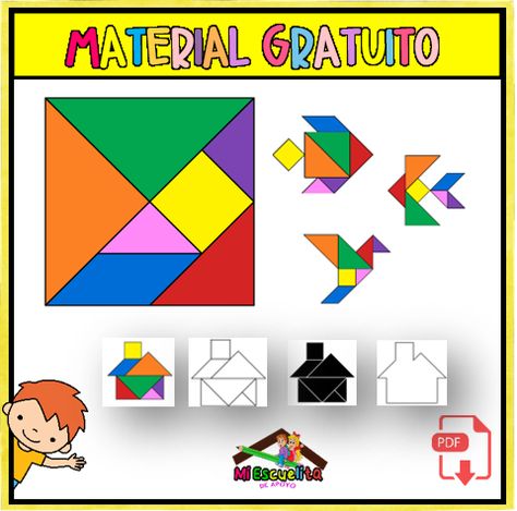 Mi escuelita de apoyo: Tangram para imprimir Abyss Anime, Multiple Intelligences, Related Images, A Color, Fabric Art, Kids Learning, Crafts For Kids, Abc, Gaming Logos