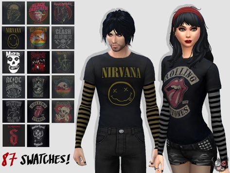 Sims 4 Cc Band Tees, Sims 4 Cc Goth, Sims 4 Clothing Sets, Scene Shirt, Sims 4 Tsr, Sims 4 Traits, Alt Clothes, Tumblr Sims 4, Sims 4 Characters