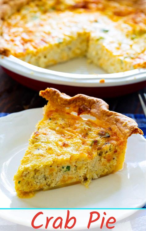 Crab Pie Recipe, Crab Pie, Spicy Southern Kitchen, Creamy Fruit Salads, Sea Food Salad Recipes, Crab Meat Recipes, Crab Dishes, Quiche Recipes Easy, Seafood Entrees