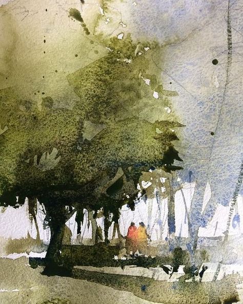 Watercolor Art Landscape, Watercolour Landscape, Watercolor Landscapes, Watercolor Tree, Watercolour Inspiration, Watercolor Painting Techniques, 수채화 그림, Watercolor Landscape Paintings, Watercolor Artists