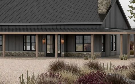 Barndominium House Plan - 3 Bedrooms, 2 Bath, 2024 Sq Ft Plan 10-2066 50x60 Shop, 1500 Sq Ft Barndominium Floor Plans, Ranch House With Wrap Around Porch, 3 Bed Barndominium, 40x50 Barndominium Floor Plans, Shouse Barndominium, Black Barndominium Exterior, Ranch Barndominium, 3 Bedroom Barndominium Floor Plans