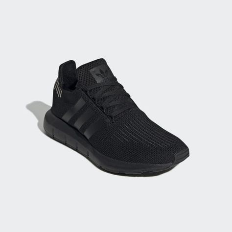 Black Sports Shoes, Adidas Swift Run, Fashion Shoes Heels, On Clouds, Adidas Running Shoes, Walking Shoes Women, Adidas Sportswear, Shoes Adidas, Black Running Shoes