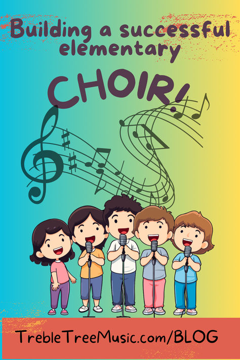 This image shows the title Building a Successful elementary Choir.  There is a music staff with music notes.  Children are singing in from of microphones. Elementary Choir, Sharing Music, Teacher Templates, Parent Involvement, Spa Shower, School Sets, Music Classroom, Teacher Tools, Music Teacher