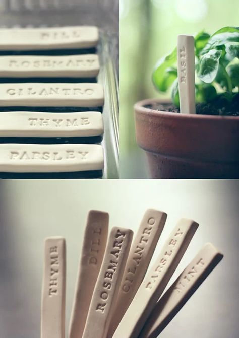 Garden Markers Clay, Garden Markers Diy, Air Dry Modeling Clay, Diy Marker, Herb Markers, Clay Crafts For Kids, Diy Ceramic, Garden Markers, Plant Markers