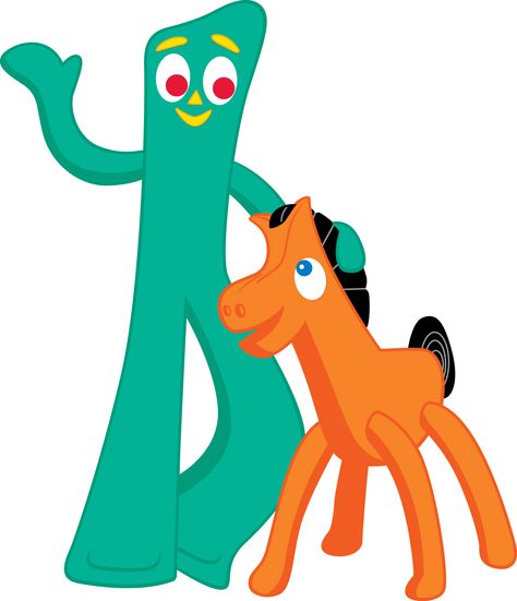 Gumby and Pokey - my favorites as a child! Gumby And Pokey Drawing, Ios Stickers, Gumby And Pokey, Painted Bricks, Brooch Ideas, Shirt Images, Cartoon Network Characters, Challenge Ideas, Cartoon Crazy