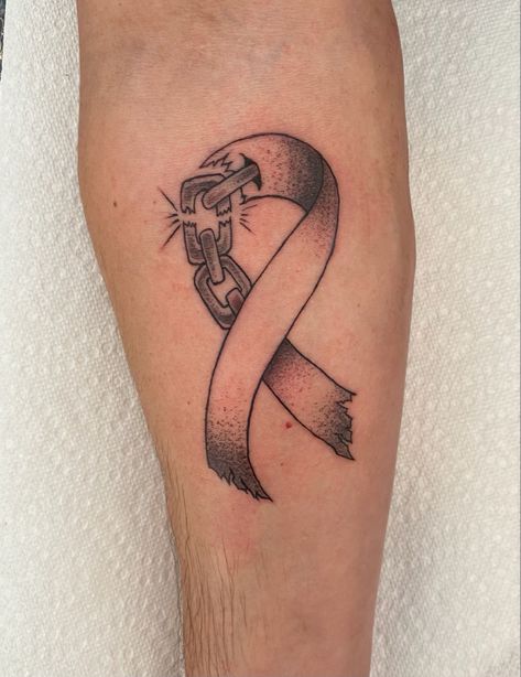 Recovery Ribbon Break the Chain Tattoo Cycle Breaker Tattoo Ideas, Recovery Tatoos Ideas, Tattoos For Soberity, Tattoo Ideas For Addicts, Recovery Ribbon, Tattoo For Addicts, Alcohol Awareness Tattoo, Tattoo For Recovery Addicts, Rehab Tattoo Ideas