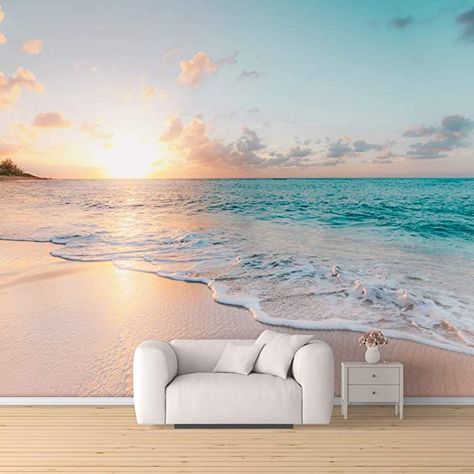 SIGNFORD Wall Mural Romantic Beach Removable Wallpaper Wall Sticker for Bedroom Living Room - 100x144 inches - - Amazon.com Beach Wall Murals, Beach Mural, Coastal Wallpaper, Large Wall Murals, Floor Wallpaper, Romantic Beach, Wall Stickers Bedroom, Removable Wall Murals, Ocean Wallpaper