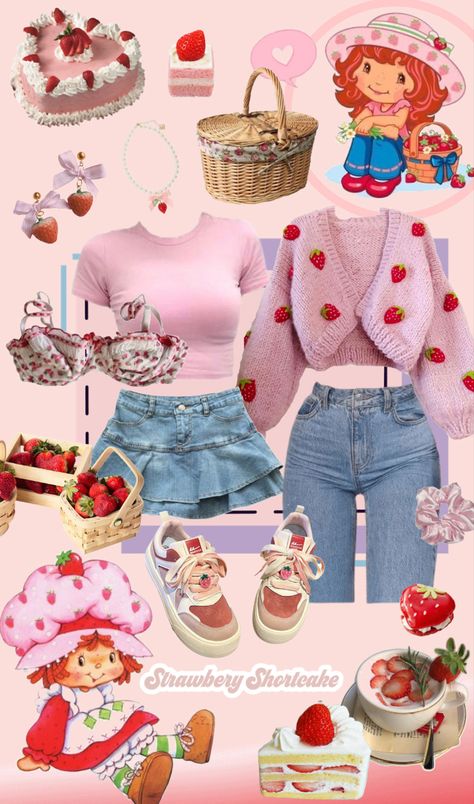 Cottagecore Strawberry, Strawberry Shortcake Outfits, Kawaii Coquette, Strawberry Shortcake Costume, Strawberry Outfit, Strawberry Shortcakes, Coquette Outfits, Pretty Halloween Costumes, Strawberry Shortcake Party