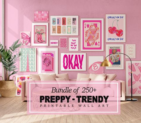 Trendy wall Art Bundle of 250+ preppy room decor, Preppy aesthetic pink wall art dorm decor, Digital Download, Boho Abstract Wall Art Bundle of +280, Trendy Pink Wall Art Decor, Flower Gallery Wall Set, Trendy Floral Posters, Colorful Art Print Bundle Welcome to Dijartstudio! This product is available for INSTANT DOWNLOAD and NO PHYSICAL item will be shipped to you! Transform your space in minutes with this easy-to-use digital download - simply download, print, and frame! 💙Enhance the style of Retro Wall Art Prints, Apartment Decor Aesthetic, Posters Colorful, Psychology Office, Prints Preppy, Pink Gallery Wall, Room Decor Preppy, Personalized Gallery Wall, Murs Roses